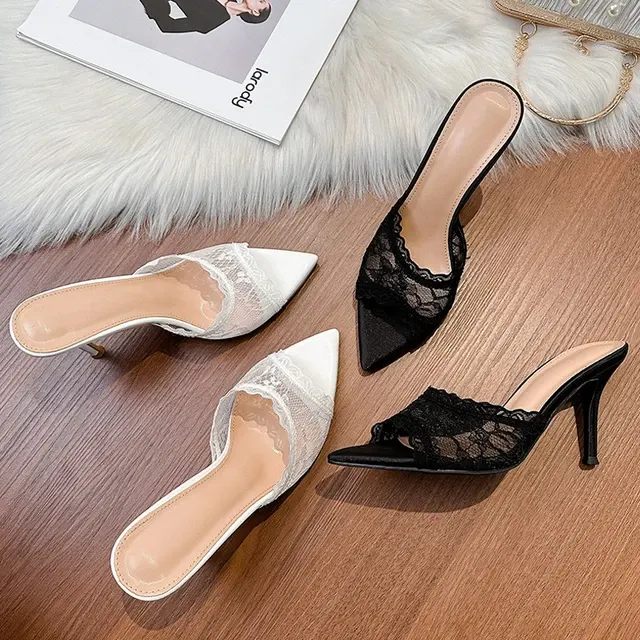 Lace High-Heel House Slippers 4