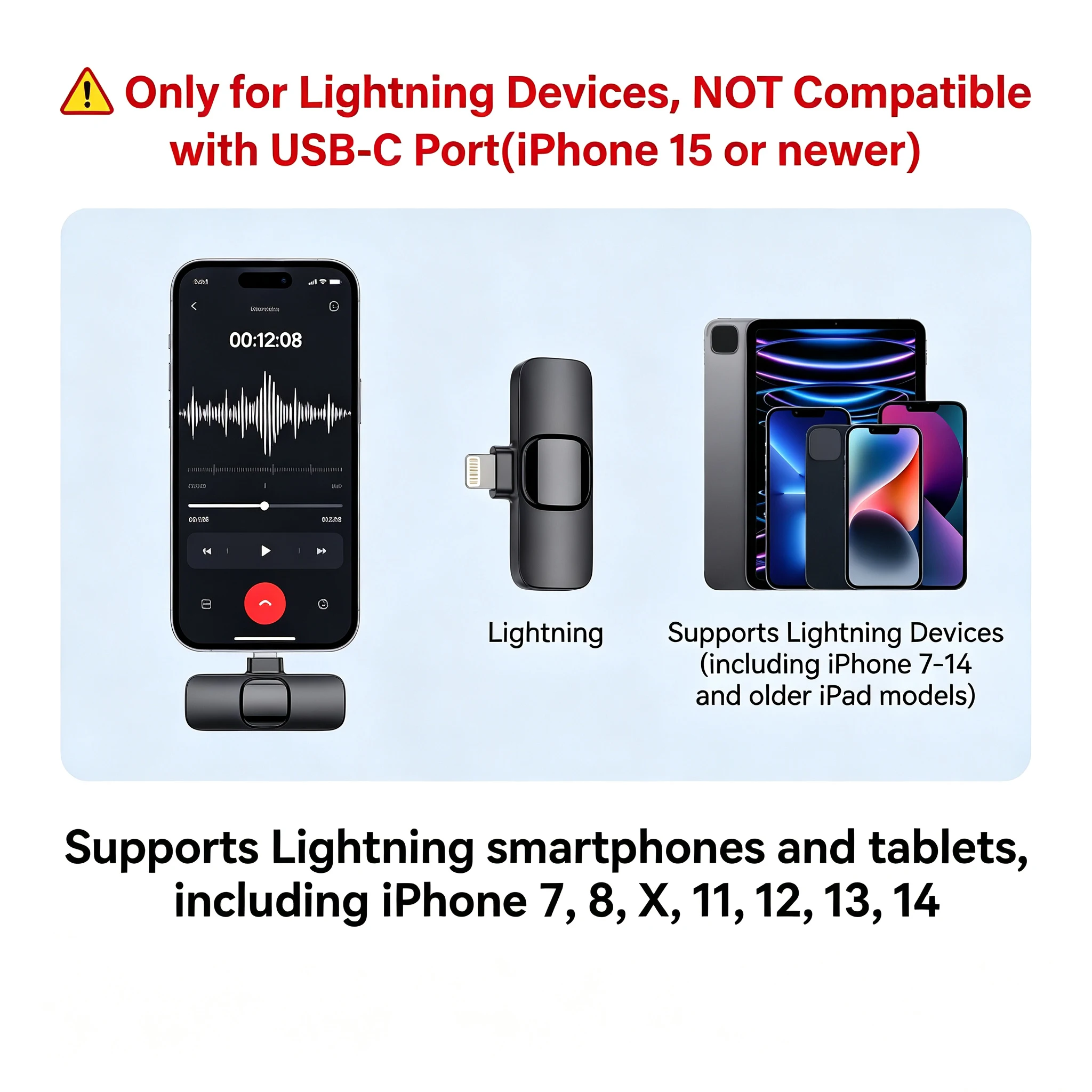Wireless Mini Clip-On Microphone, Lightning 2