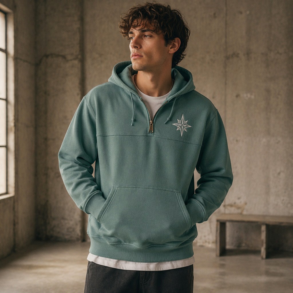Half-Zip Streetwear Hoodie in French Terry 3