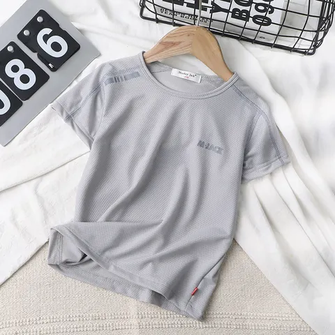 Kids Round Neck Mesh Half-Sleeve Blouse