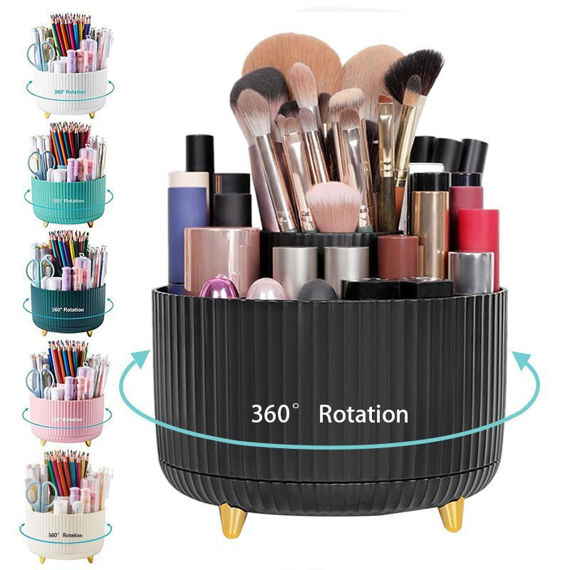 Hotselling Multifunction 5 Compartments Desk Organizer 360-Degree Rotating
