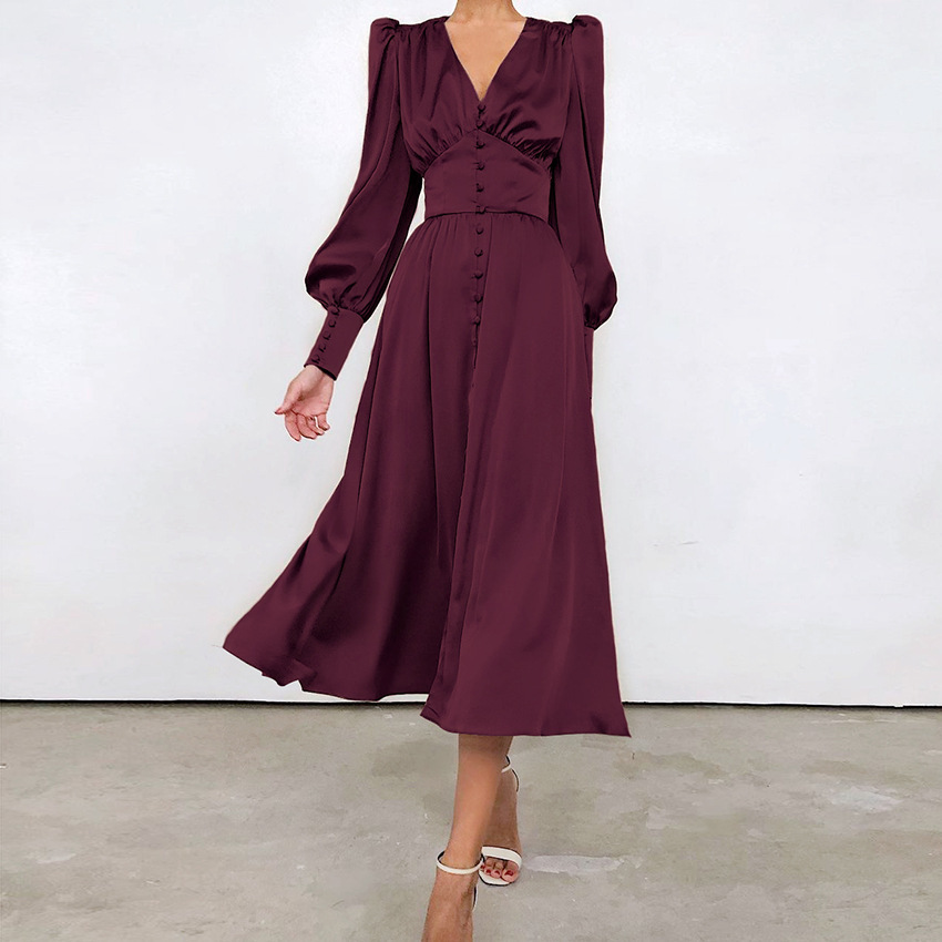 Lantern Sleeve Pleated Waist Dress 2