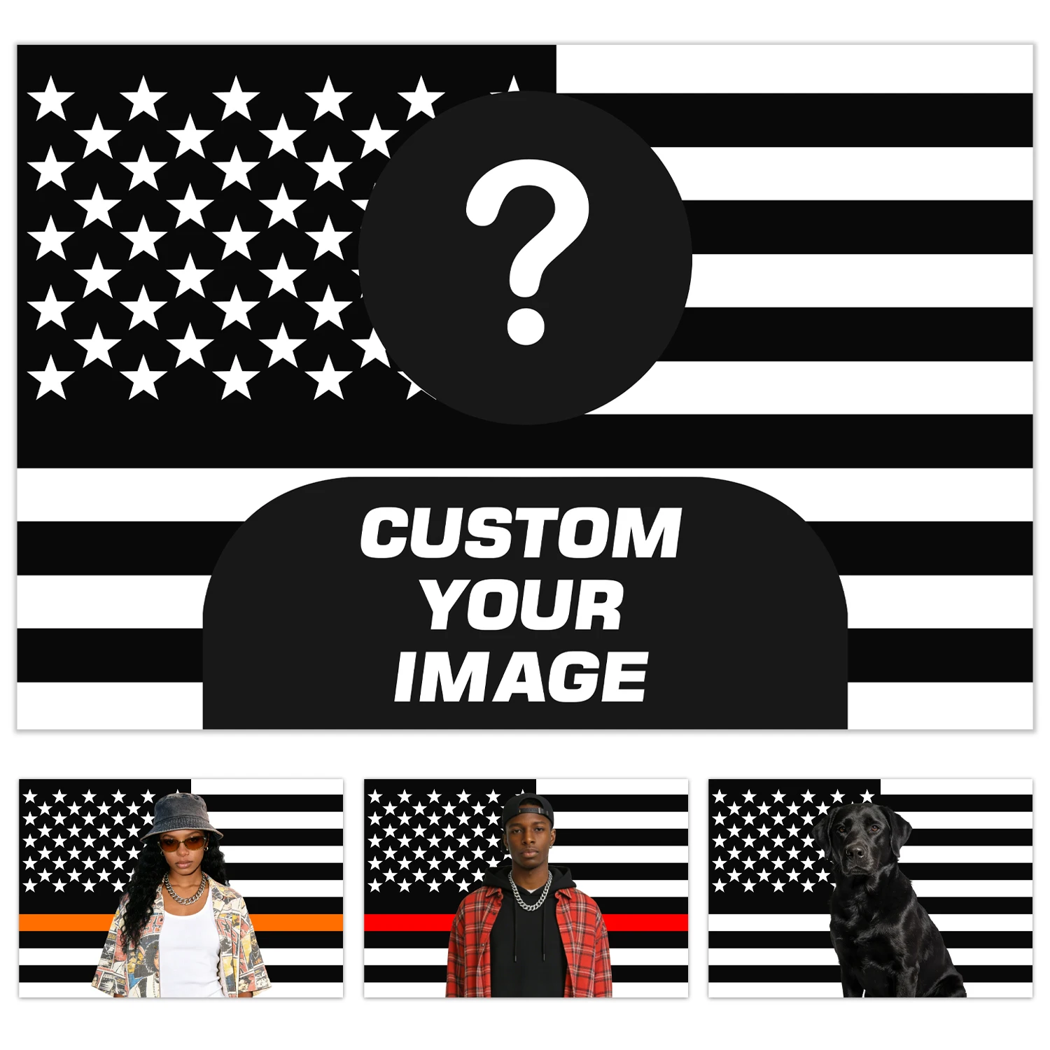 Personalized Photo Tapestry with US Flag 2