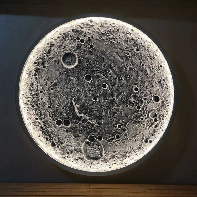 3D Stereo Relief Moon Lamp Wall Mural Designer