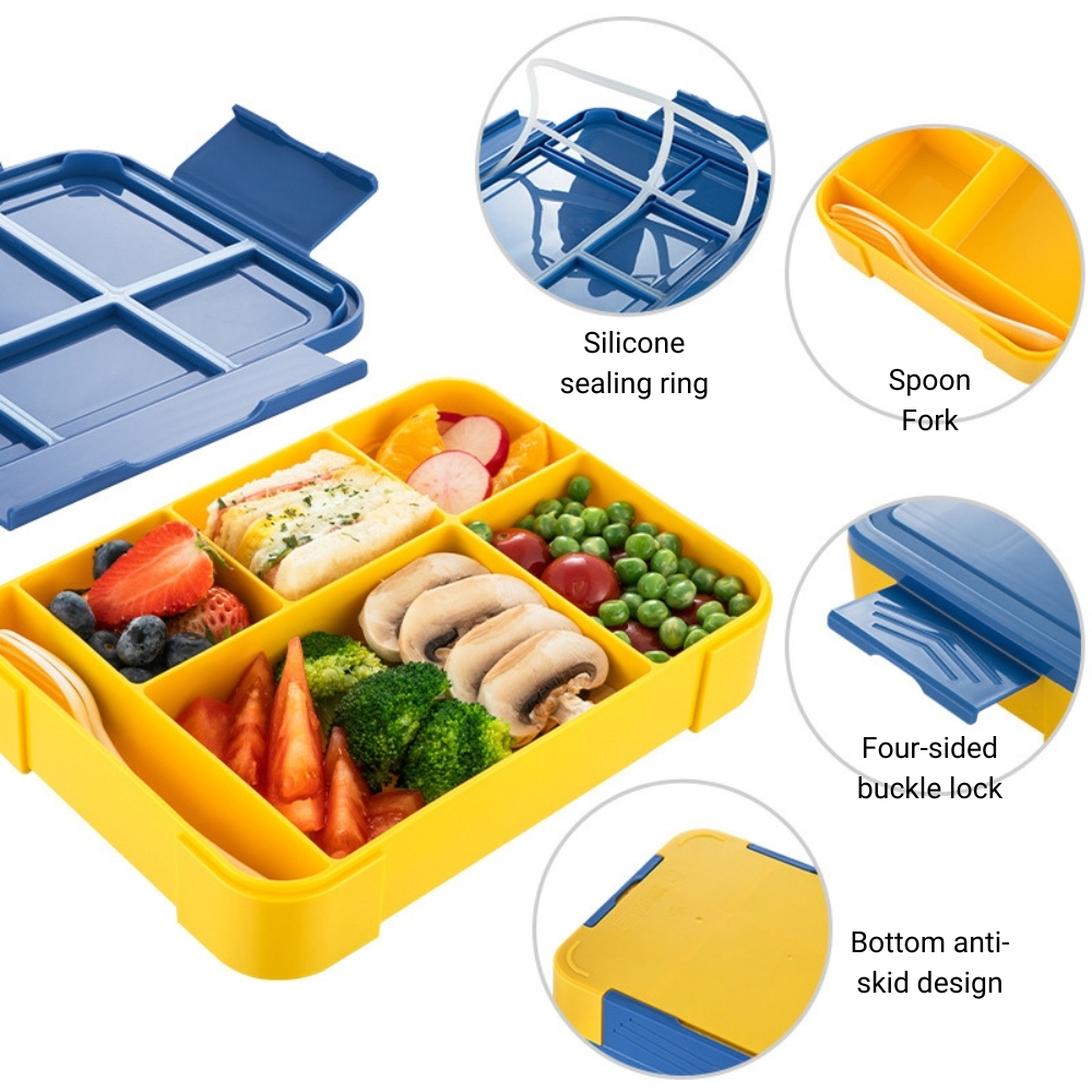 Silicone Bento Lunch Box with Spoon and Fork 4