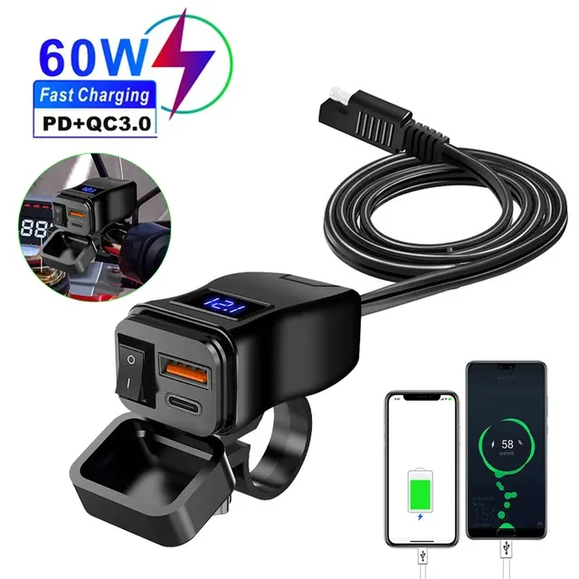 60W Waterproof Motorcycle USB Charger 2