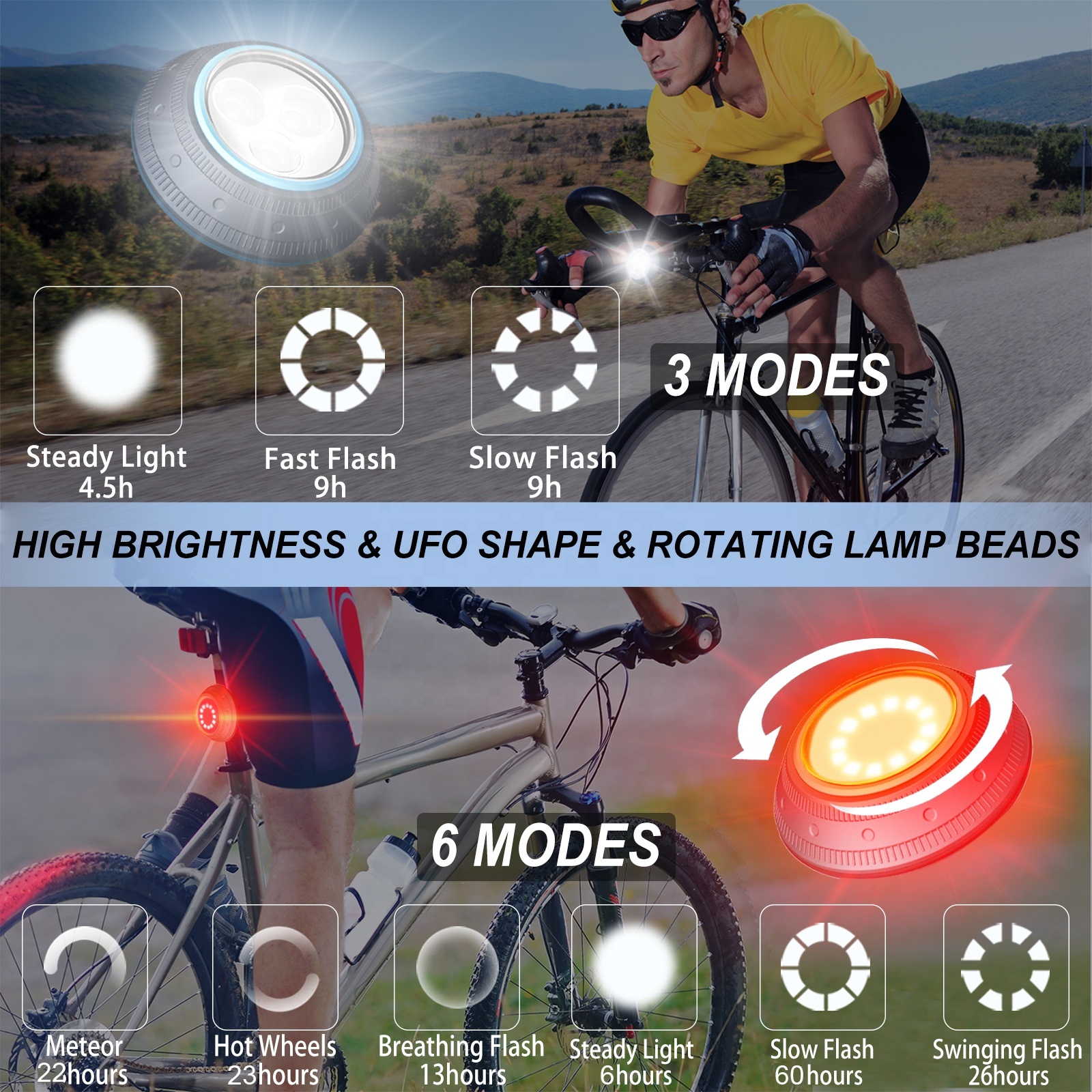 Waterproof UFO LED Bike Tail Light 4
