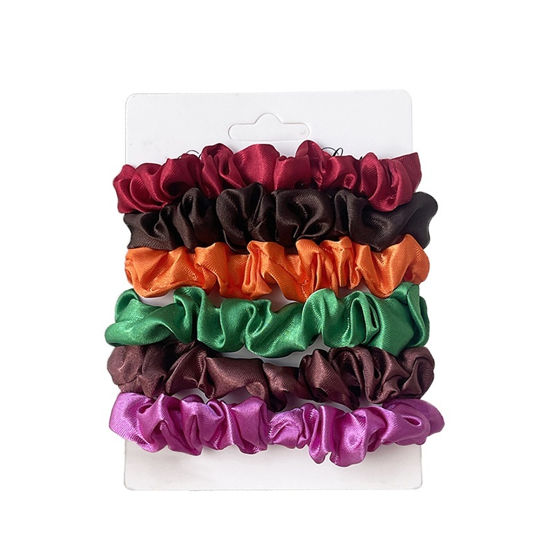 6-Piece Satin Scrunchies Set Multi-color Hair Ties With