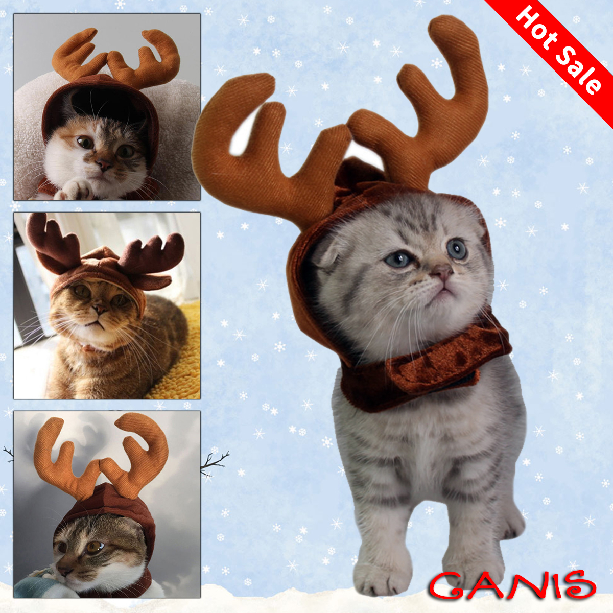 Christmas Pet Cat Dog Elk Deer Hat Reindeer