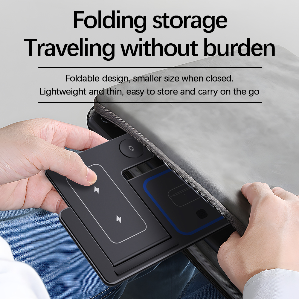 Portable 3-in-1 Foldable Wireless Charger Stand Smart Quick 2