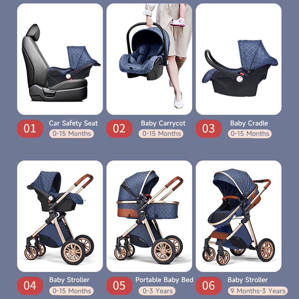 Foldable 3-in-1 Baby Stroller with Carrier Bag 4