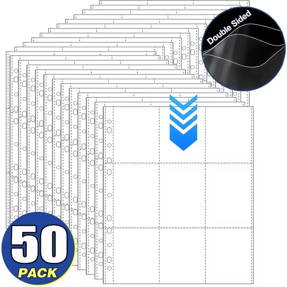A4-Größe 9-Fach Sammelkarten-Hüllen Doppelseitiges Aufbewahrungsalbum Ringbuch-Seiten Kartensammelhalter Idol-Fotoalben