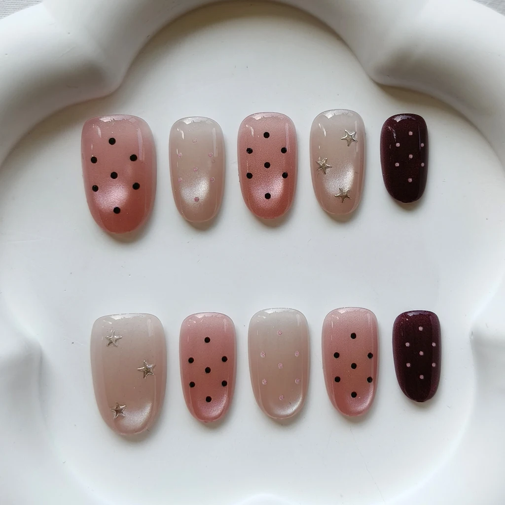 10 Stück Süße Niedliche Vergoldete Polka Dot Sterne