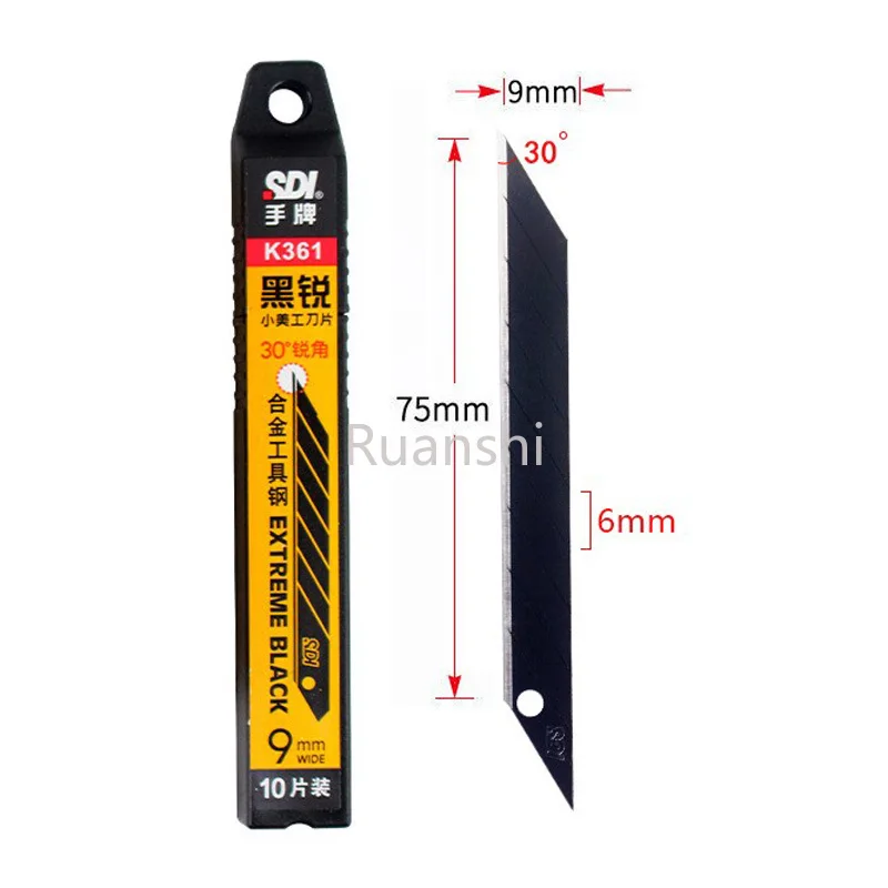 9mm Kleine Kunstschneideklinge 30 Grad Scharfer Winkel Schwarze 3