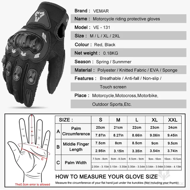 Full-Finger Touchscreen Motorcycle Gloves 3
