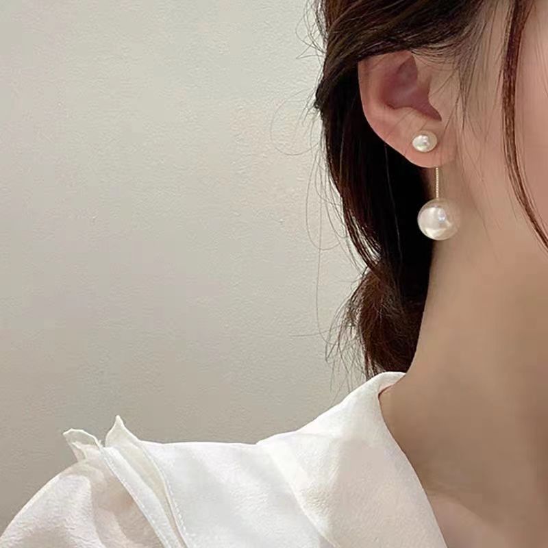 Double-Sided Pearl Stud Earrings for Weddings