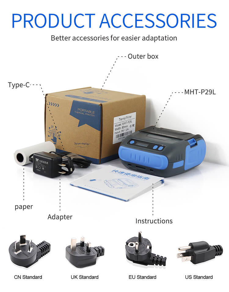 MHT-P29L 20-80mm Price Tag Portable Thermal Printer Handheld 3