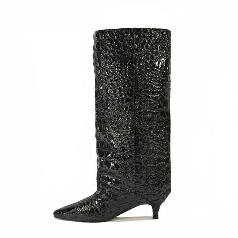 Knee-High Kitten Heel Boots