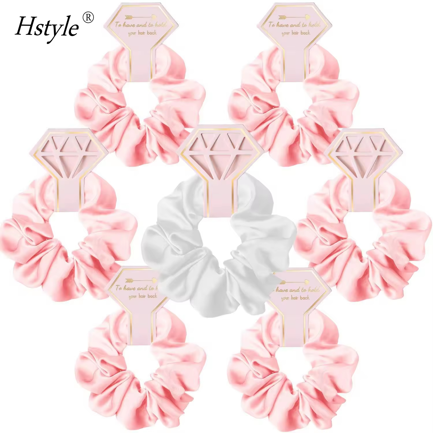 4-Piece Pink Satin Scrunchie Set 2