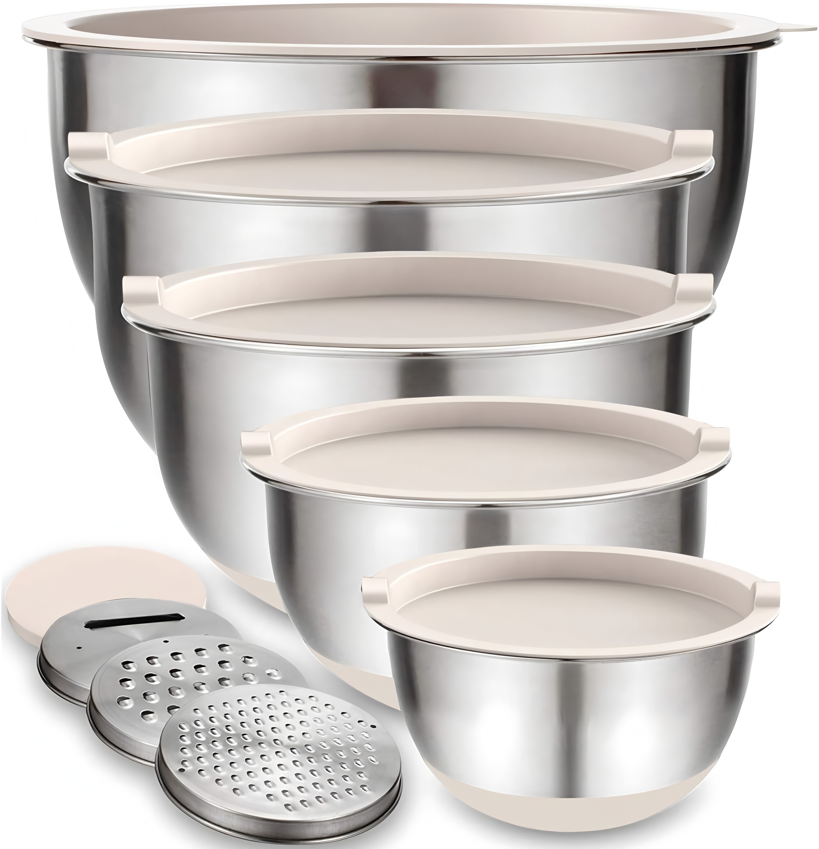 Salad Bowl Set with Grater and Non-Slip Base