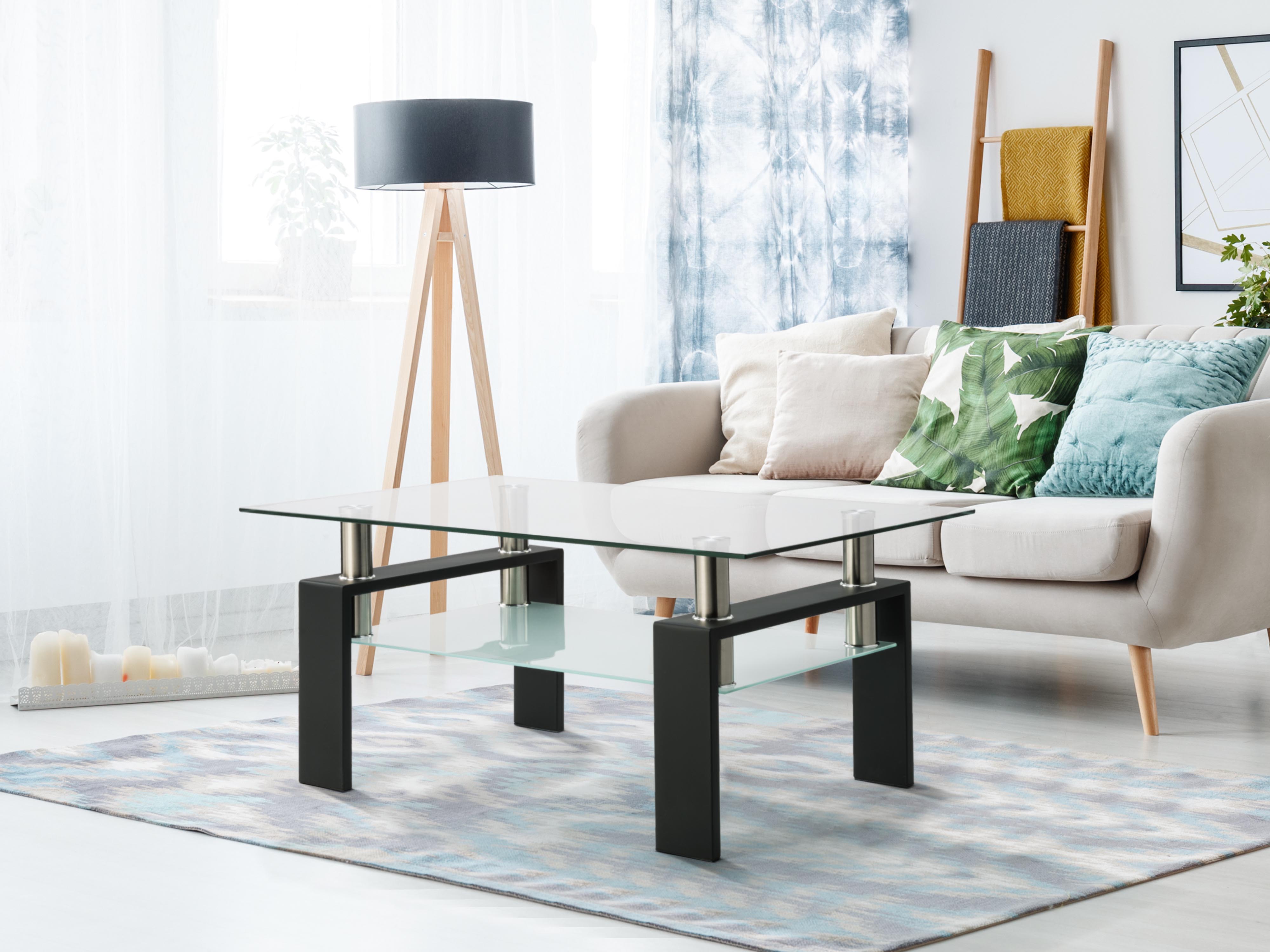 Rectangle Glass Coffee Table Clear Modern Side Center