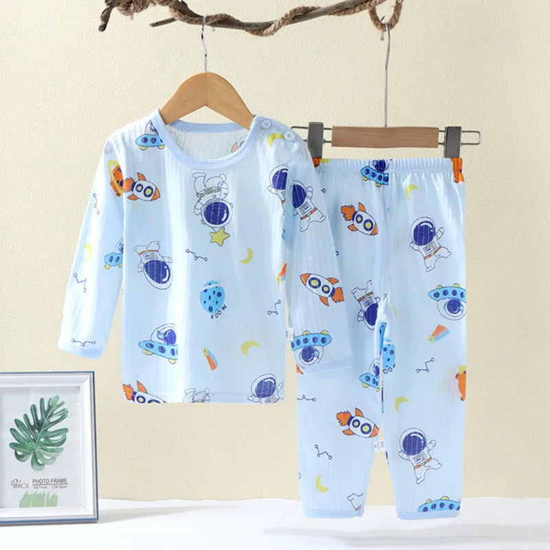 Weiches Atmungsaktives Baumwoll-Pyjama-Set für Babys und Kinder Niedliches 2