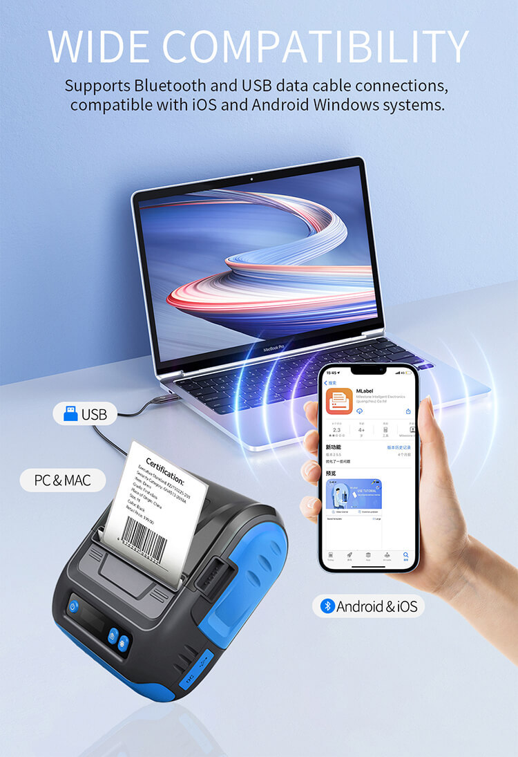 MHT-P29L 20-80mm Price Tag Portable Thermal Printer Handheld 4