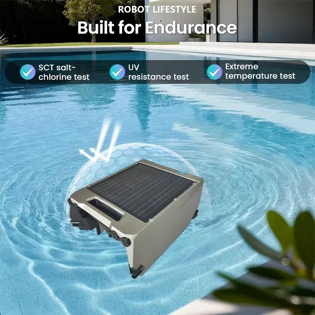 Pool-Roboter-Skimmer mit Solarreinigung 220μm Filtration 12W Solarpanel 5200mAh 2