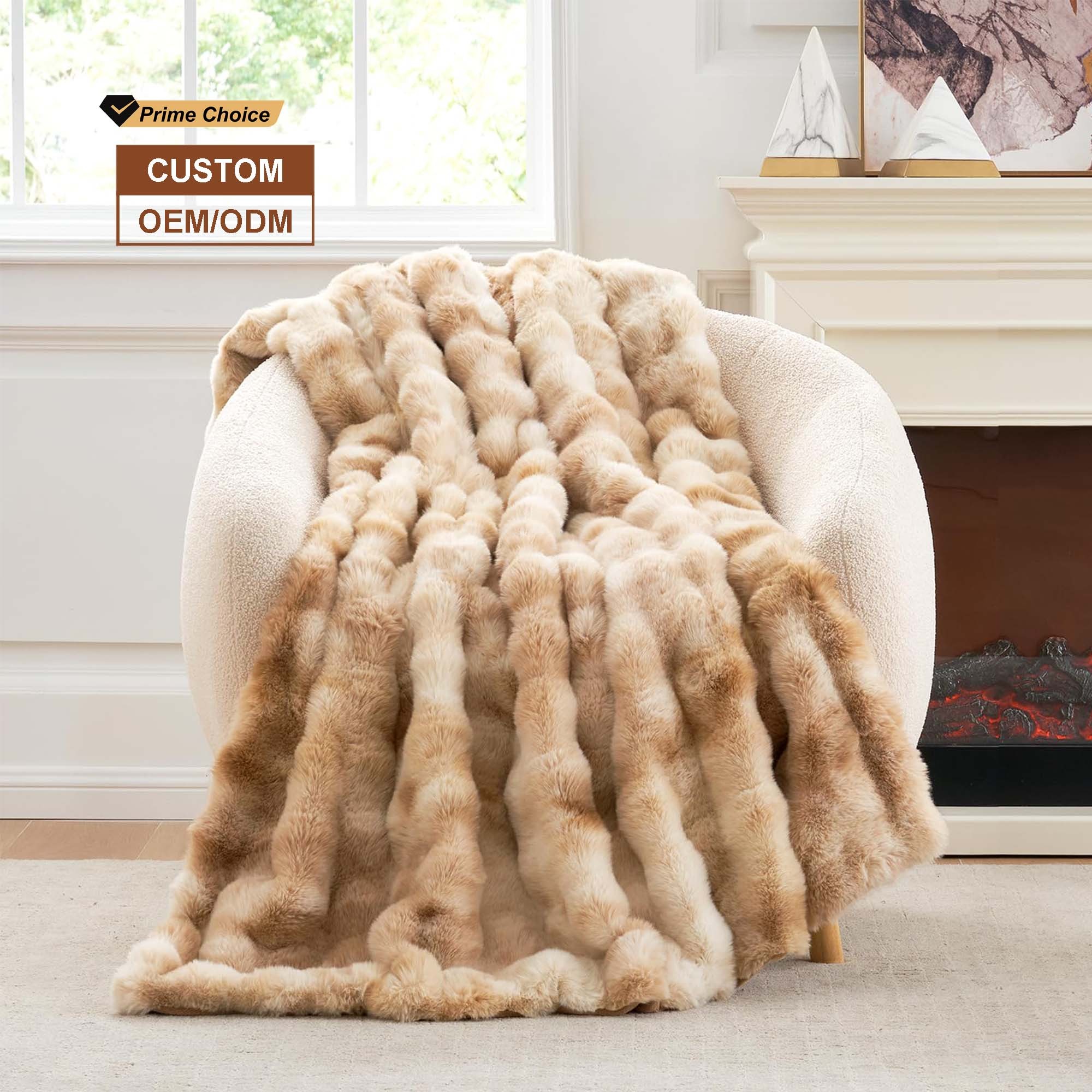Luxury Bubble Minky Fluffy Soft Decorative Blanket Super