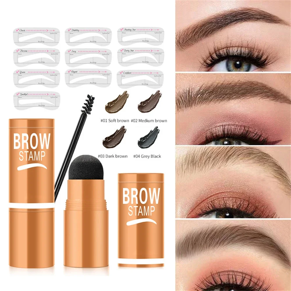 1PC Augenbrauen Pulver Stempel Tönung Schablone Kit Kosmetik
