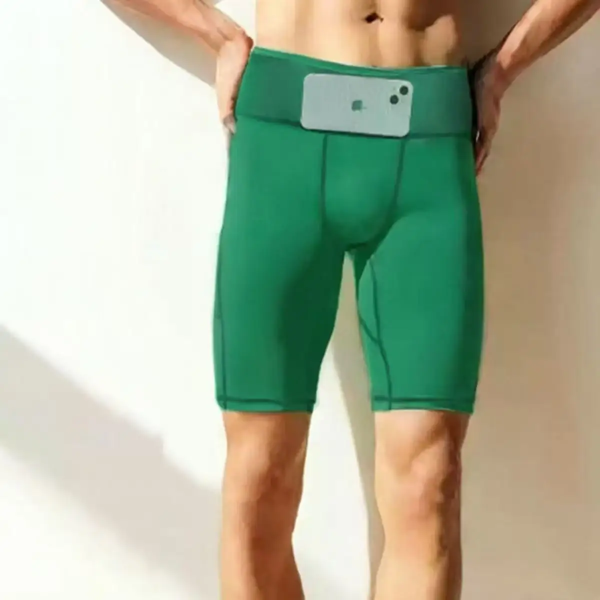 Herren-Marathon-Laufshorts mit Hüfttasche Kompressions-Tights für Männer Yoga-Fitness-Outdoor-Sport-Kurzhose Leggings