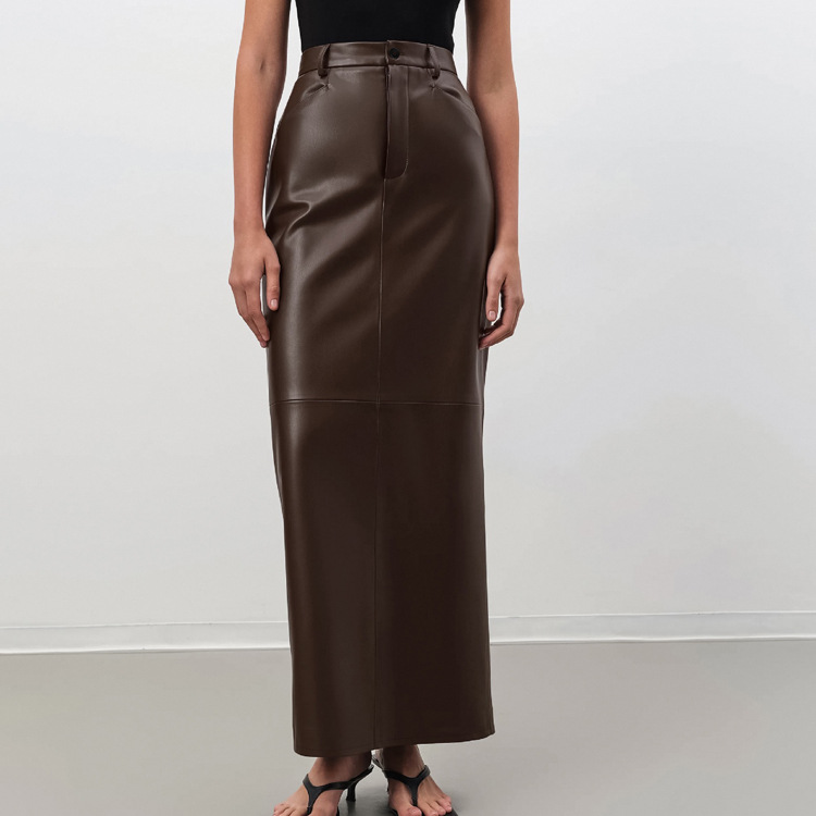 Retro PU Leather Sheath Skirt