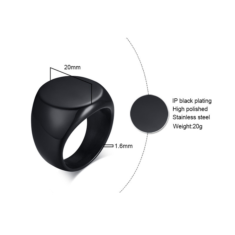 Stainless Steel Biker Signet Ring for Men 4