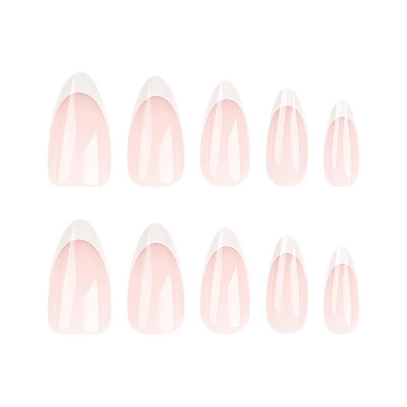 White Oval French Tip ABS Press-On Nails 3