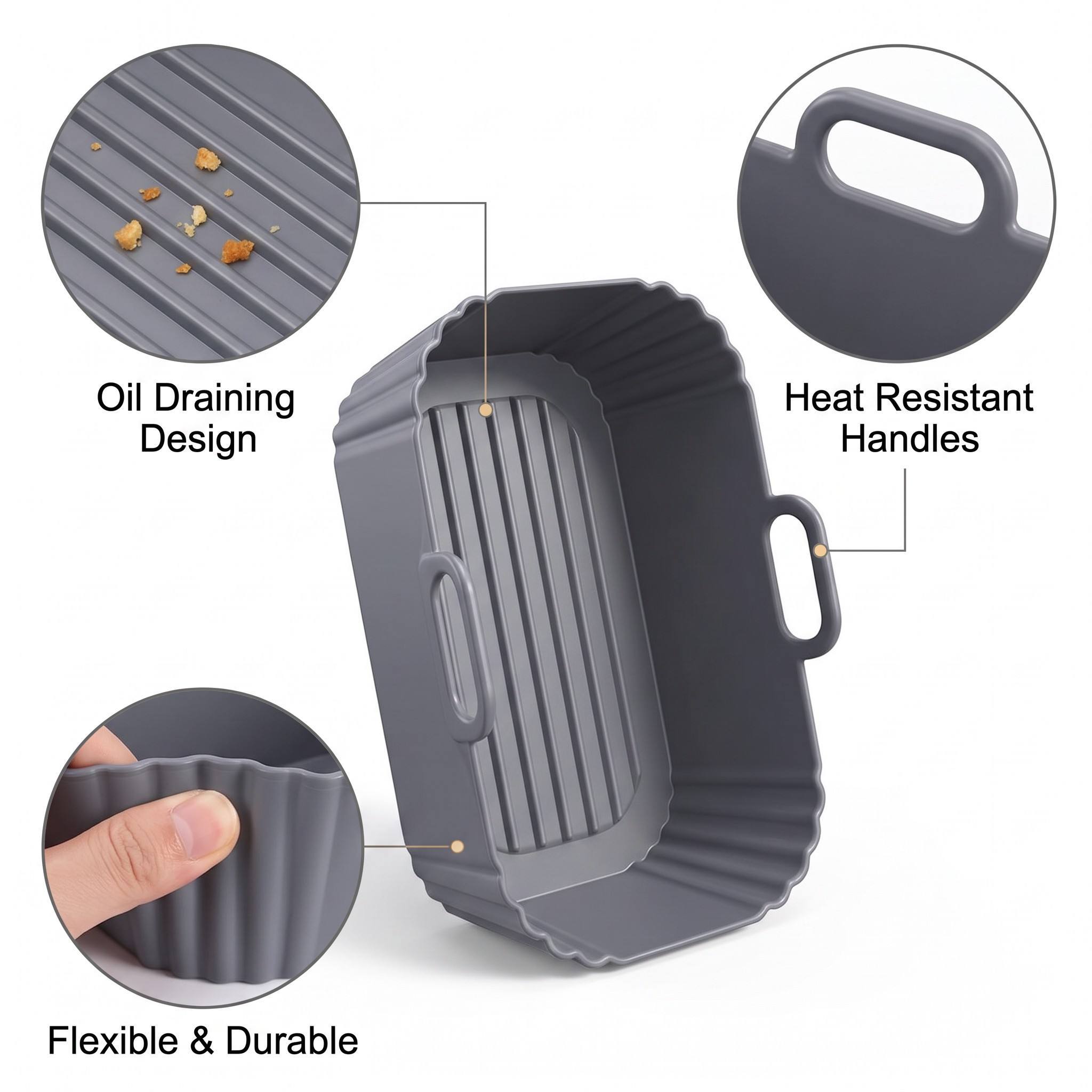 Reusable Silicone Air Fryer Liners Non-Stick 3