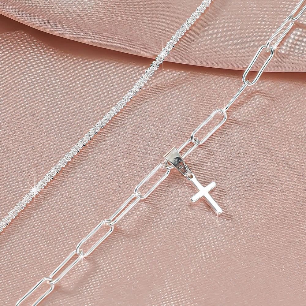 Neue Fußkettchen-Armbänder aus 925er Silber mit CZ für 2