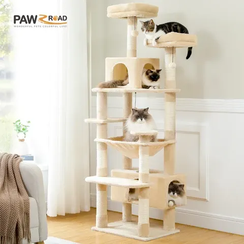 Mehrstufiger Kratzbaumturm mit Kratzbäumen und Brett Hängematte Katzenwohnung