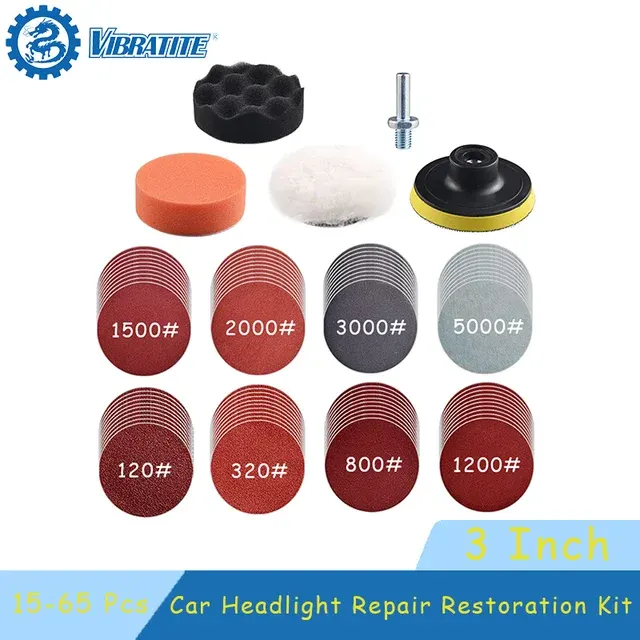 Car Headlight Restoration Kit with Polishing Pads 2