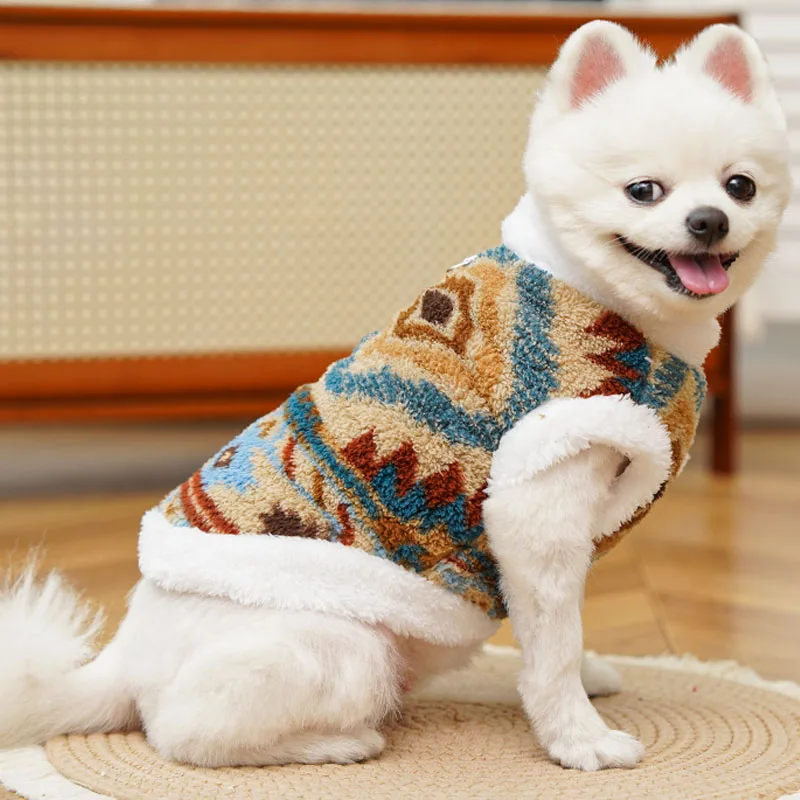 Fleece-Hundekleidung für den Winter Bedruckte Kapuzenpullover Kurzärmeliges Kostüm