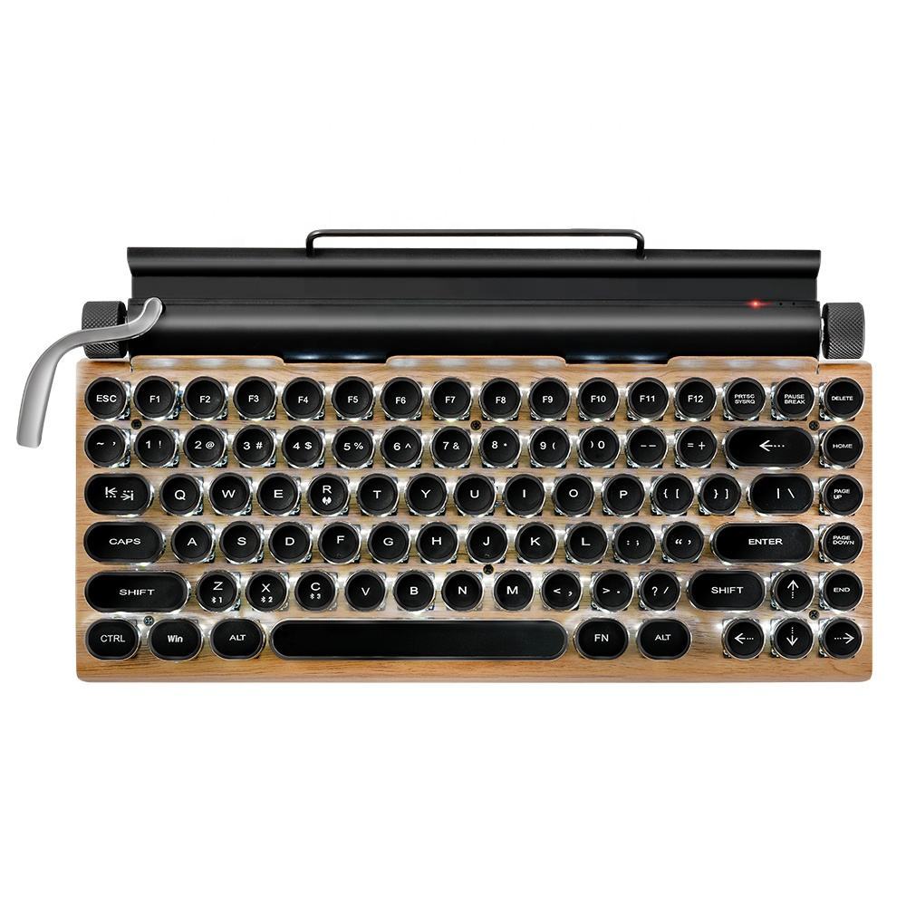 Retro Punk Keyboard Typewriter BT Mechanical Wireless Keycaps