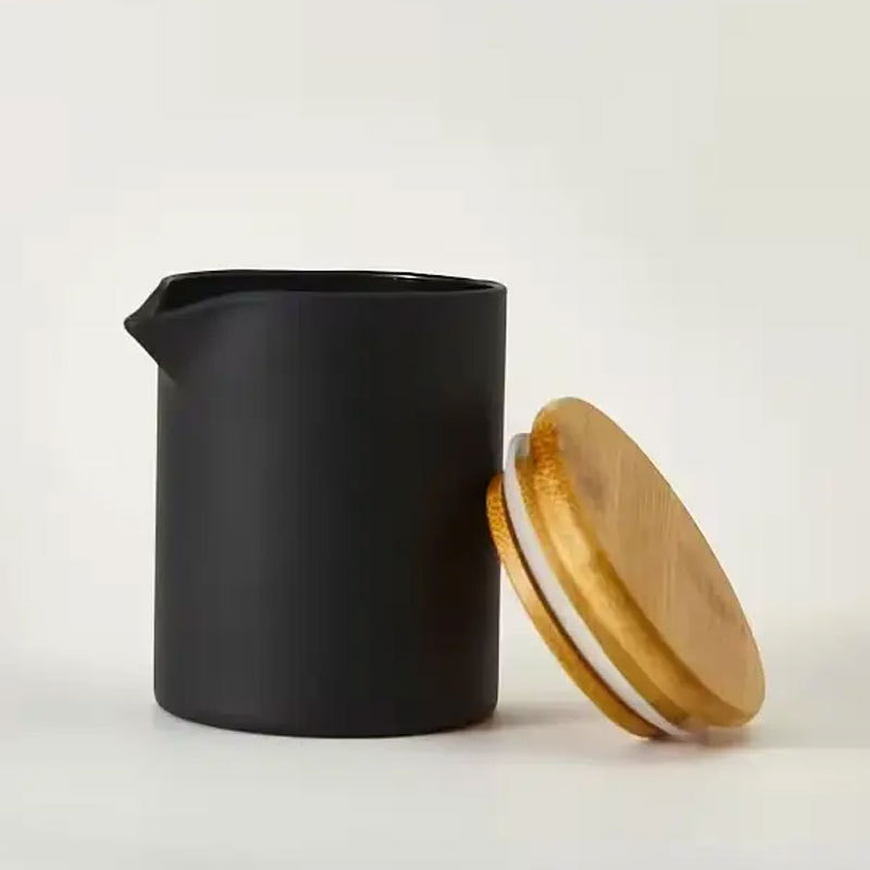 Matte Black Ceramic Cylinder Candle Jar