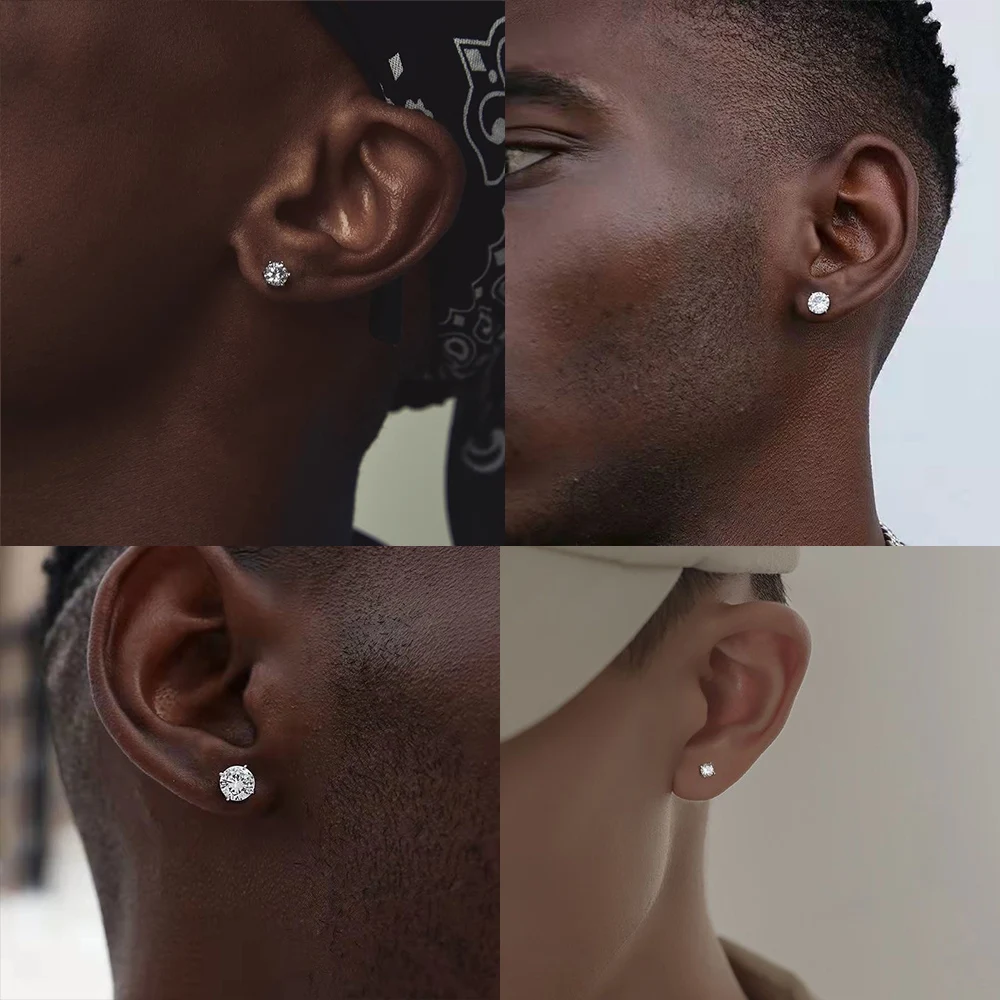 Stainless Steel Crystal Tragus Studs, Pair 3