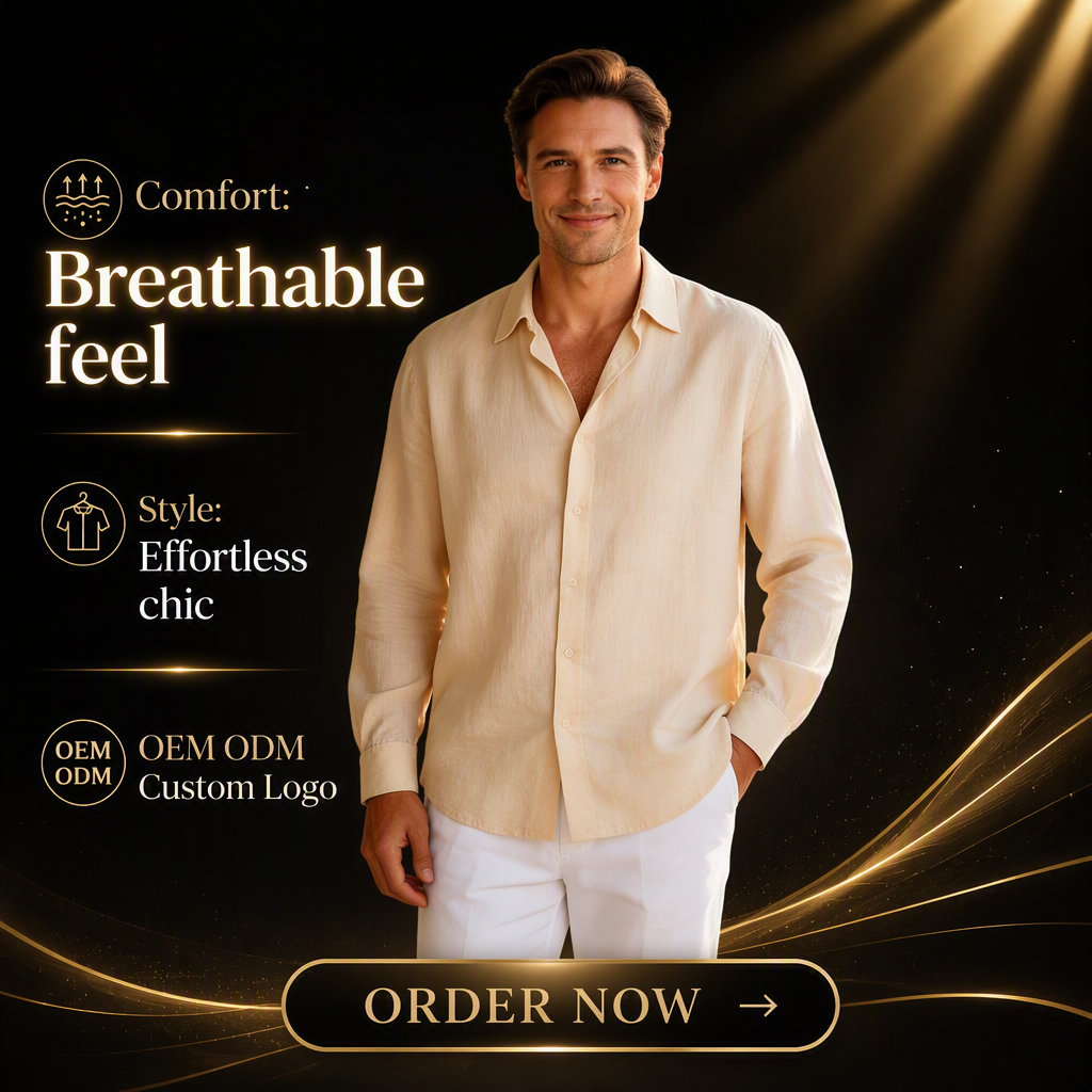 Linen Cotton Blend Button-Down Shirt 2
