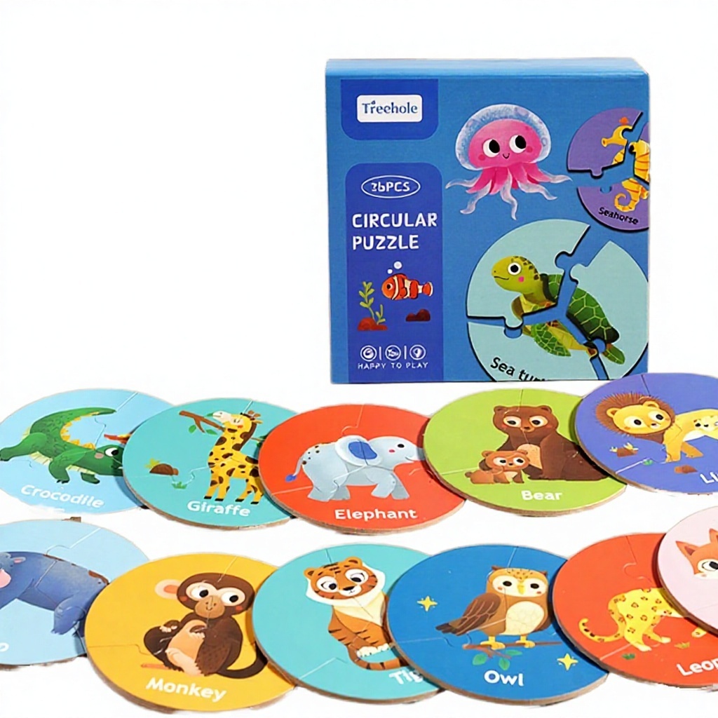Circular Wooden Forest Animal Puzzle Under 50 Pieces 3