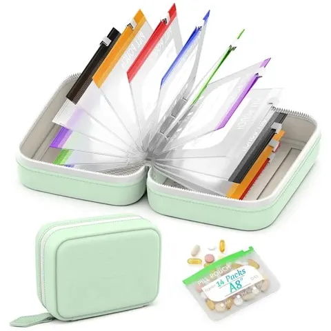 Waterproof Pill Organizer Set with 14 Bags
