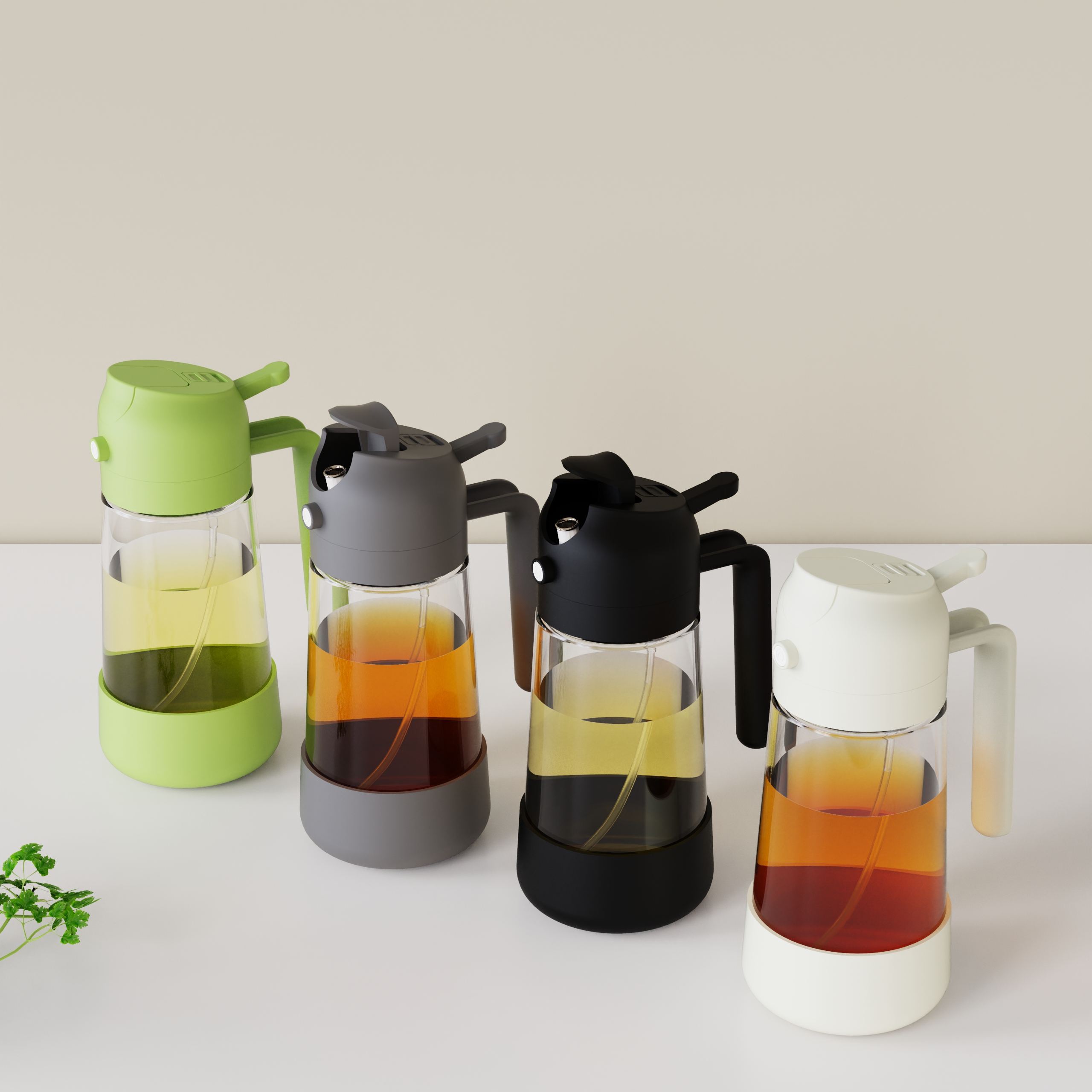2-in-1 Glass Oil Spray Bottle With Silicone Holder 2