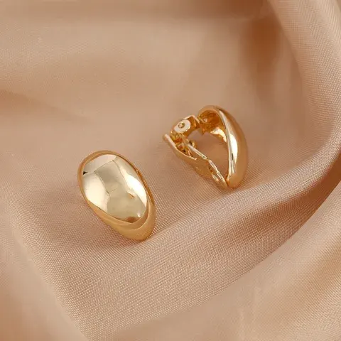 French Light Luxury Water Drop Clip Earrings