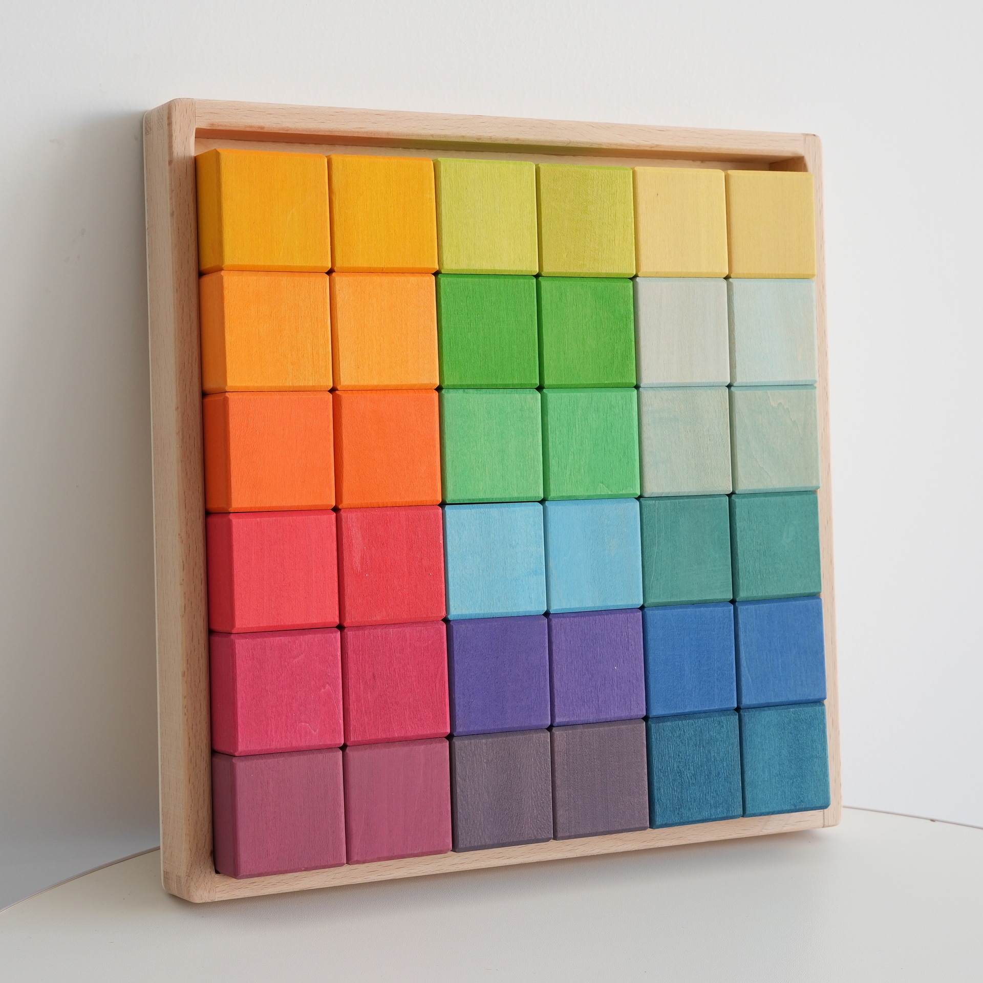 Rainbow Basswood Mosaic Wooden Building Blocks 2