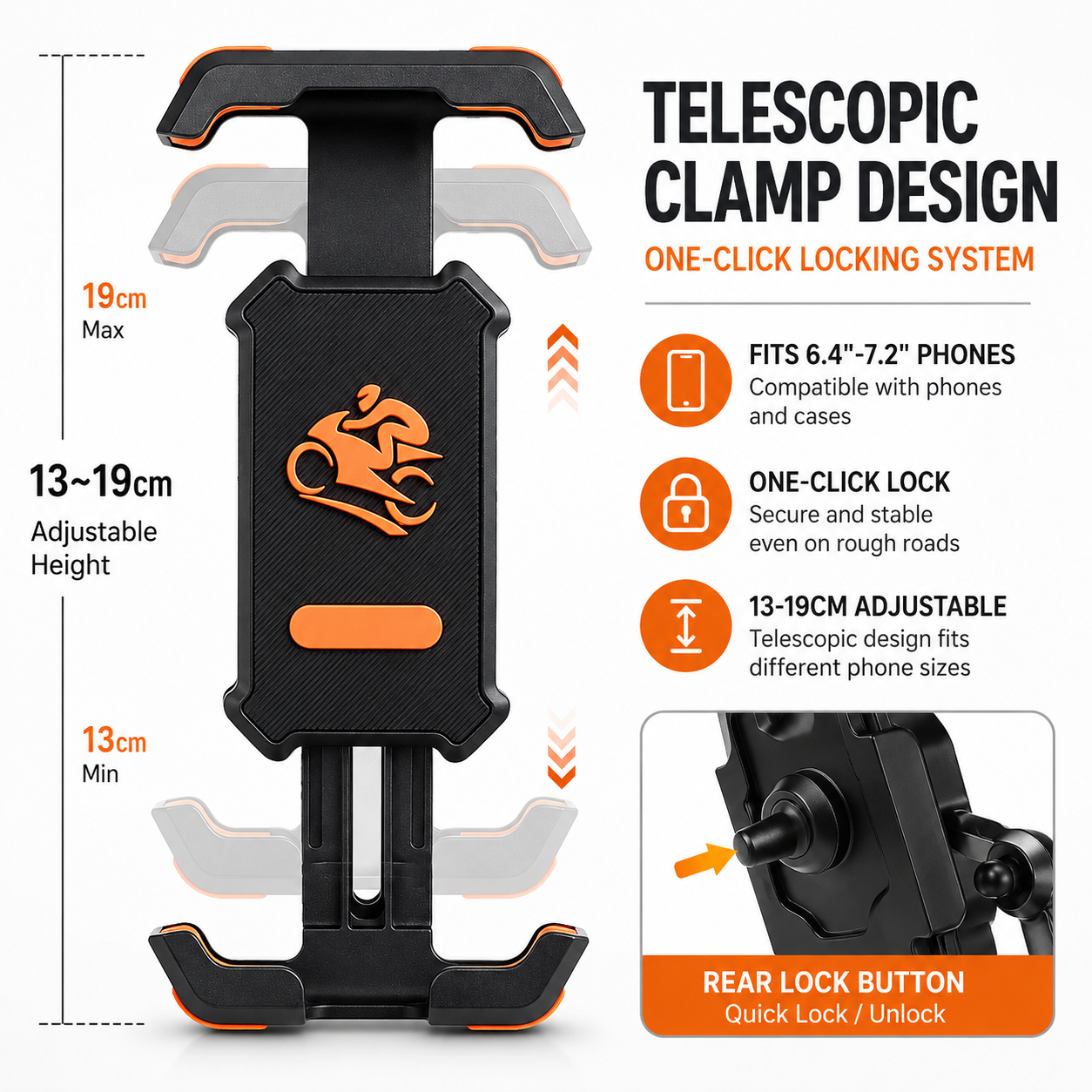 Flexible Motorcycle Phone Mount with Sunshade 3