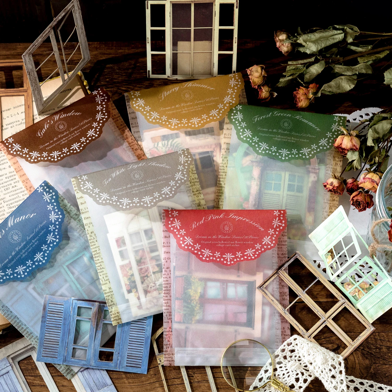 10 Blatt Vintage Hohl Tür Fenster Aufkleber Diy 3